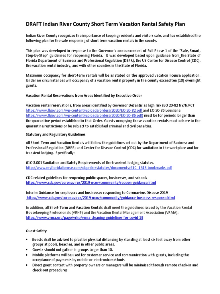 IRC Vacation Rental Safety Plan PDF Public Health Wellness