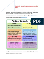 2-Cuadro de Clasificación de Categorías Gramaticales y Actividad de Oraciones Descriptivas