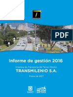 Informe de Gestión de La Gerencia General de TRANSMILENIO SA 2016