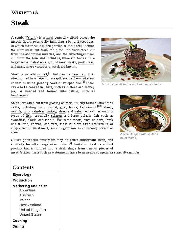 Steak Etymology Production Marketing and Sales PDF Steak Beef
