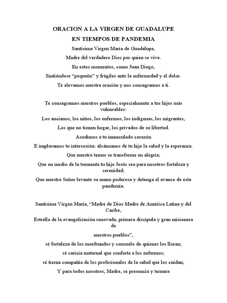 Oracion A La Virgen de Guadalupe | PDF | Religión y espiritualidad