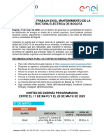 Enel Codensa Trabaja para Mejorar La Calidad Del Servicio en Bogota Mantenimiento Entre El 17 y El 20 de Mayo de 2020 PDF