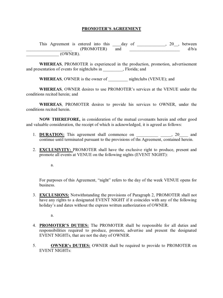 Promoter Agreement  Arbitration  Lawsuit