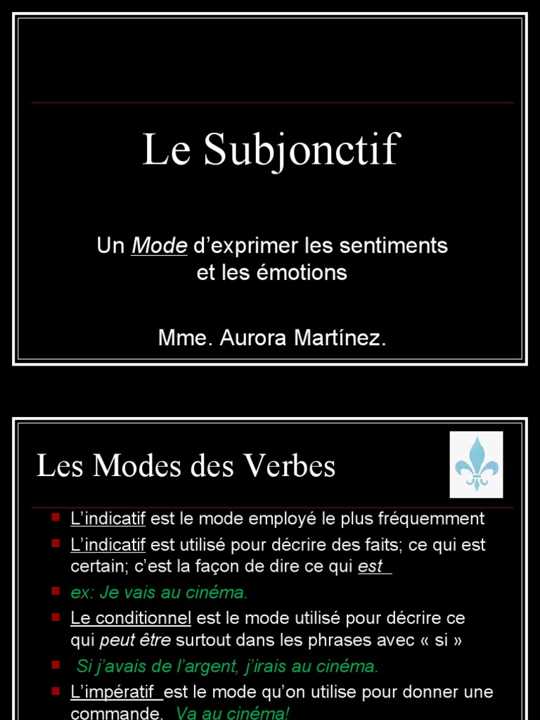 Voir Au Subjonctif Présent De L indicatif 1 Le Subjonctif Présent | PDF | Verbe | Conjugaison