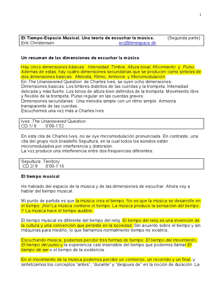 Dimensiones del Tiempo Musical | PDF | Hora | Ritmo