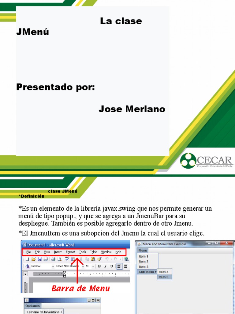 Introducción a la clase JMenu en Java | PDF | Software del sistema ...
