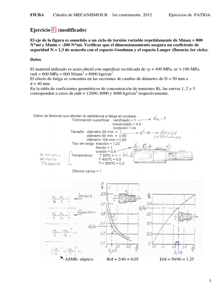 Ejercicio de Fatiga en Ejes de Acero | PDF | Fatiga (material) | Física