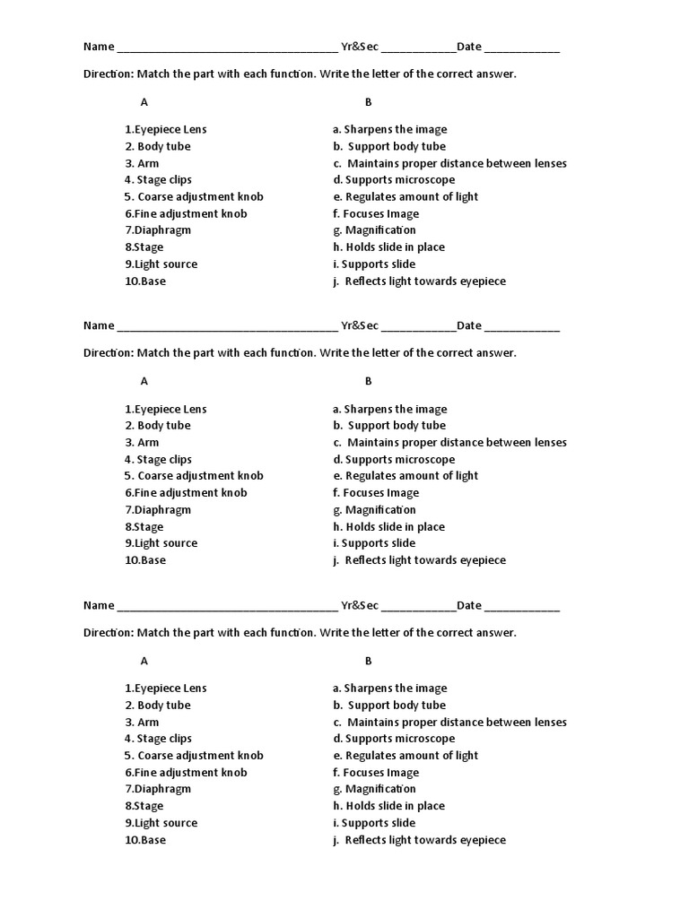 Microscope Quiz | PDF | Atomic | Laboratory Equipment