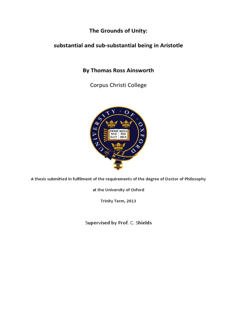 Thesis For Upload | PDF | Metaphysics | Aristotle