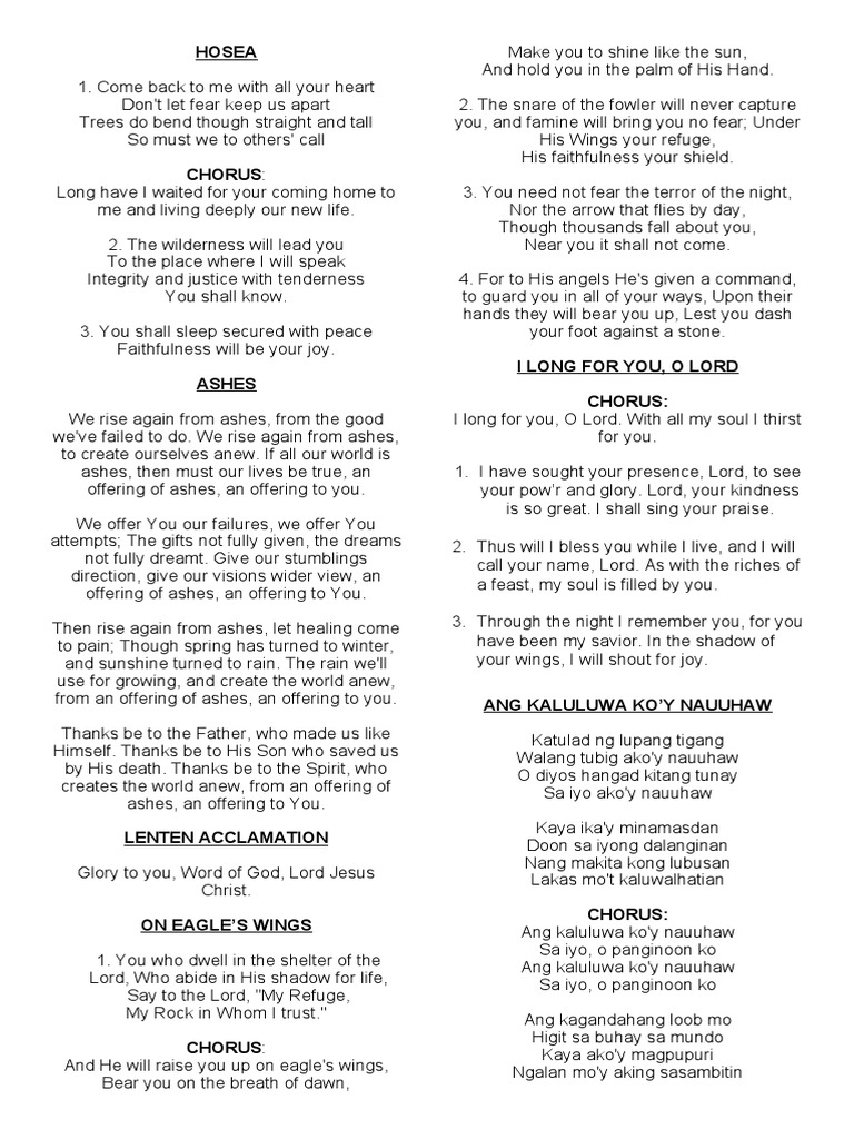 Lenten Songs Lyrics PDF Religious Behaviour And Experience Religious Faiths