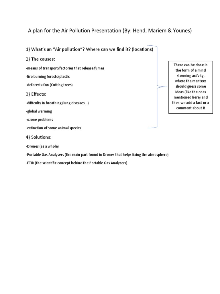 Air Pollution Presentation Plan | PDF