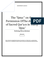 The “Ijma:’’ on the Permission OfThe division of Sacred Qur’a:n in Thirty ‘Ajza:’