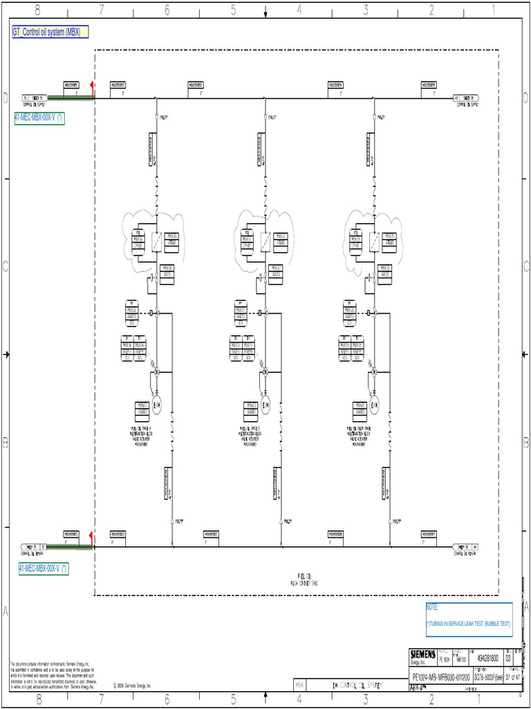 A Diagram of the Oil Control System for an MBX Unit Showing Component Labels and Pipe