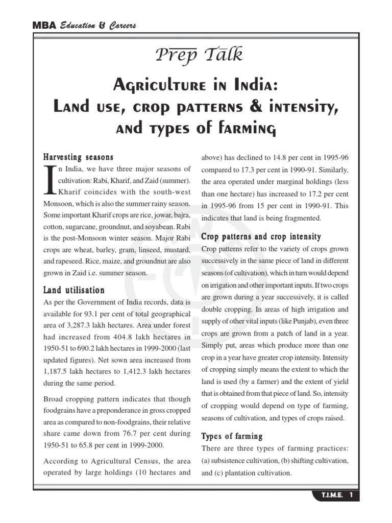 Agriculture In India Land Use Etc Pdf Agriculture Plantation