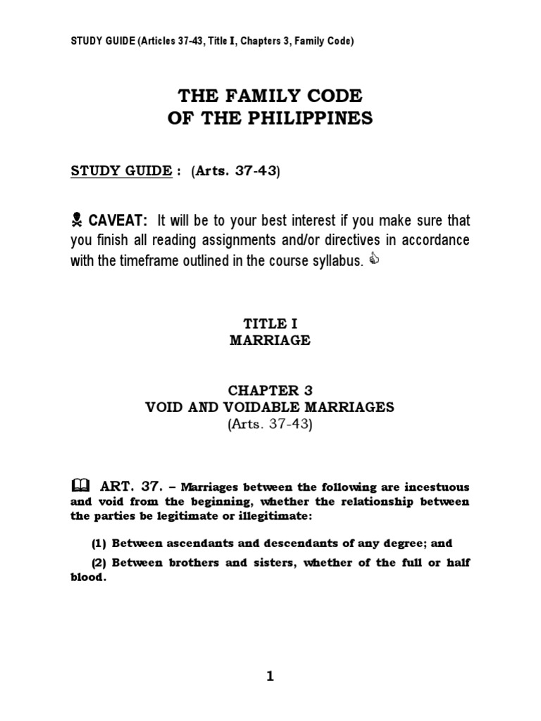 Family Code: Incest and Marriage Laws | PDF | Annulment | Marriage