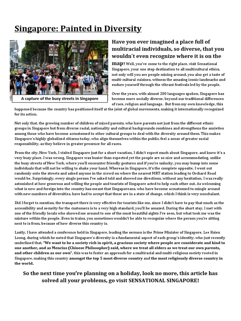 Singapore Painted In Diversity Pdf Multiculturalism Singapore