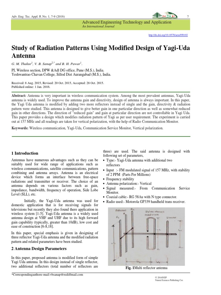 Study of Radiation Patterns Using Modified Design of Yagi-Uda Antenna ...