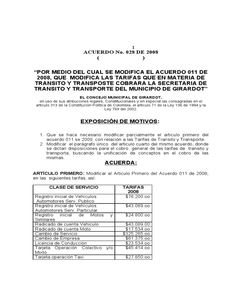 Girardot Acuerdo No. 028 Del 2008 | PDF | Instituciones sociales ...
