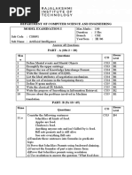 Department of Computer Science and Engineering Model Examination-I