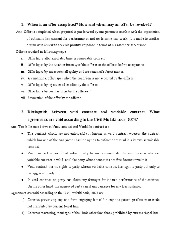Distinguishing Void and Voidable Contracts | PDF | Law Of Agency ...
