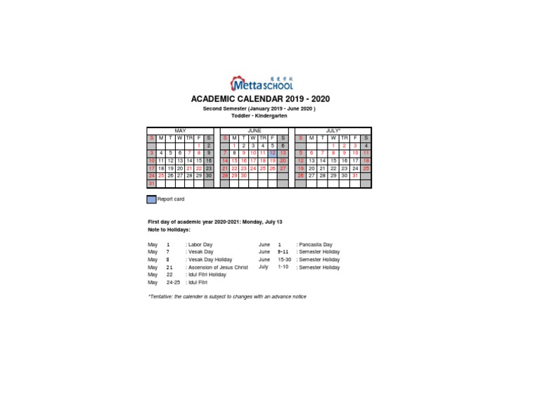 Todd K ACADEMIC CALENDAR 20192020 (Revision) PDF