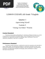 LESSON EXEMPLAR Grade 7-English Quarter 1 Lesson 1: Appreciating Myself