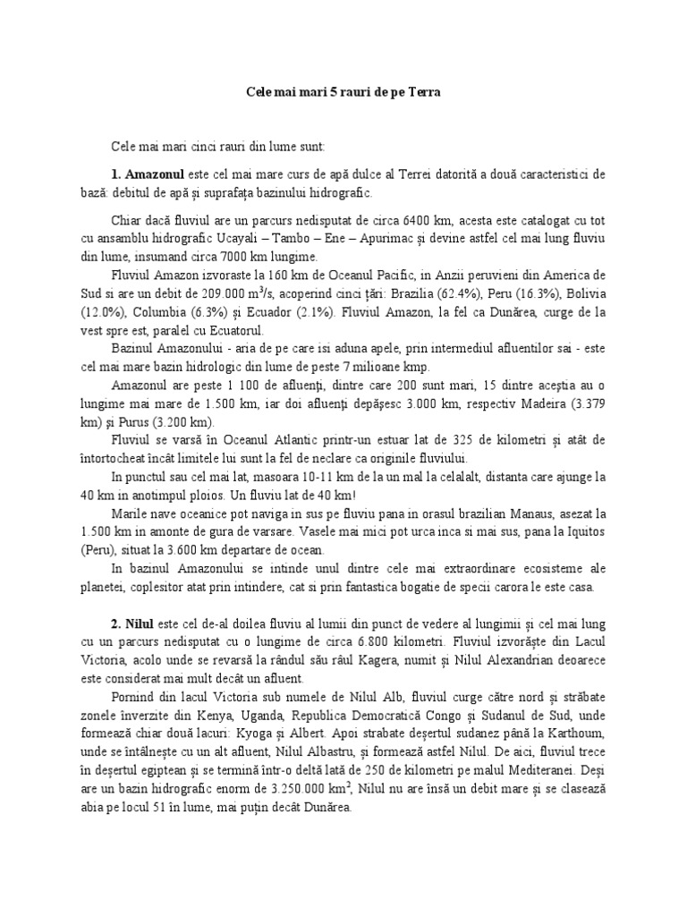 Cele Mai Mari 5 Rauri de Pe Terra | PDF