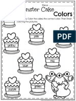 Monster Cake Colors Preschool Worksheet For February