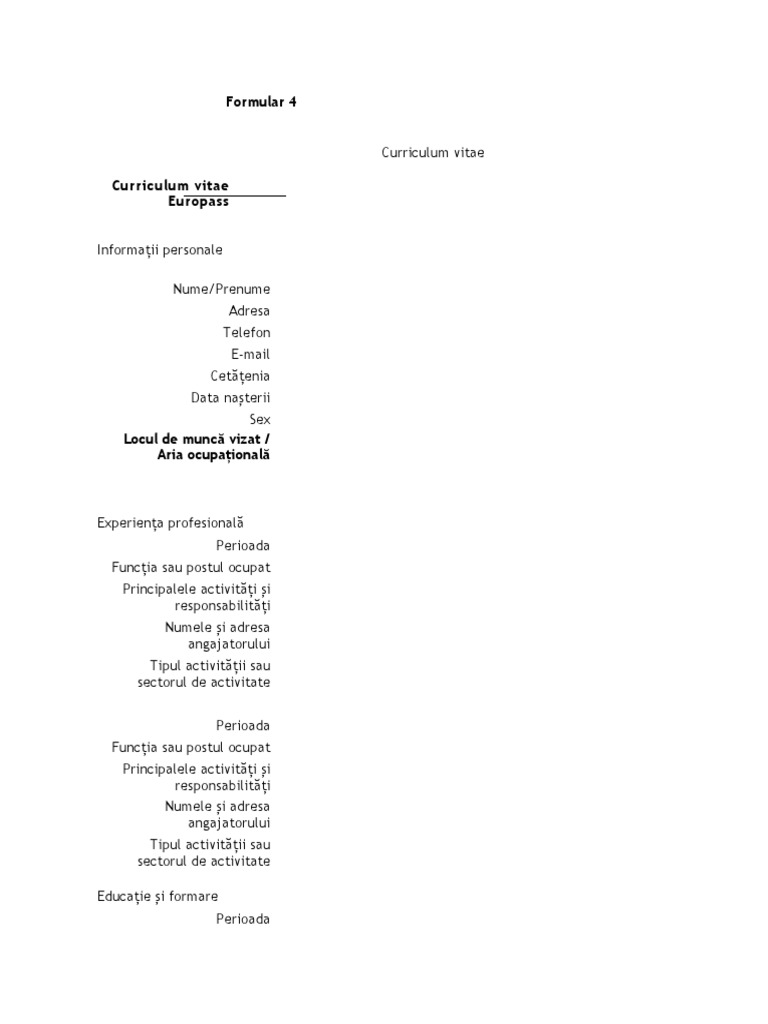 4formular 4 CV | PDF
