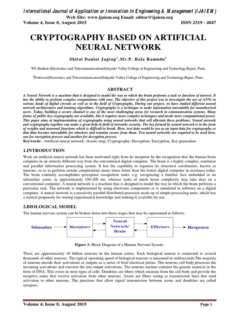 Cryptography Based On Artificial Neural Network | PDF | Neuron ...