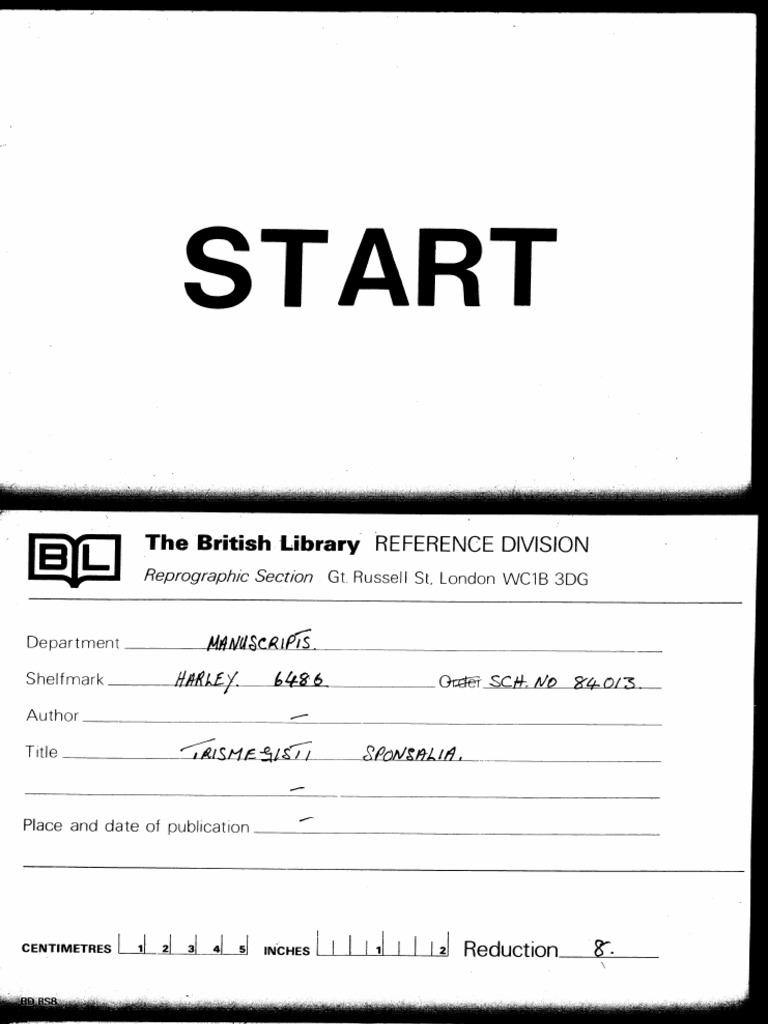 Harley 6486 Sponsalia Celeberima of Hermes Trismegistis | PDF