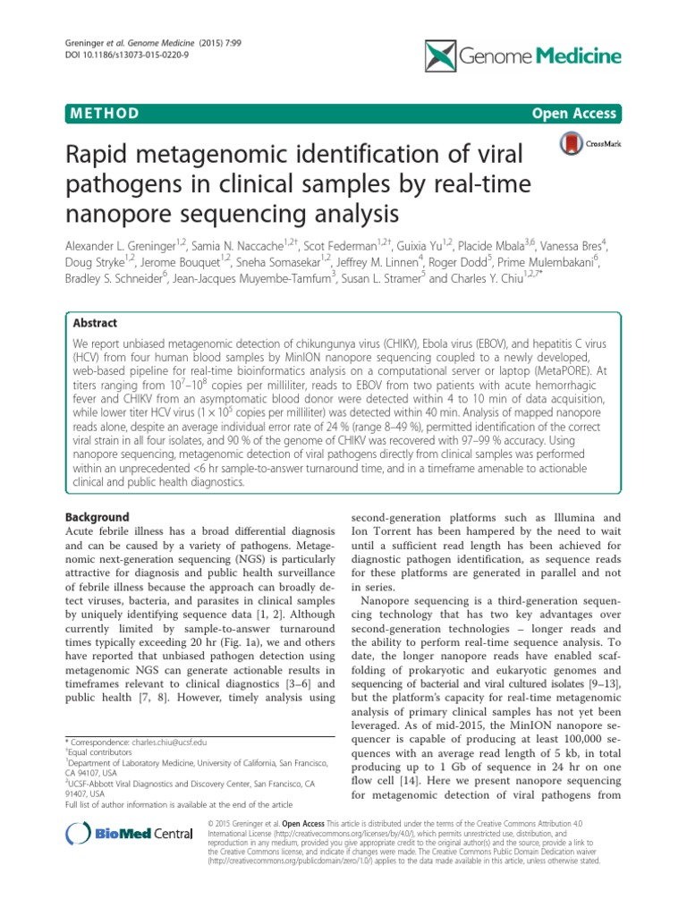Rapid Metagenomic Identification of Viral Pathogens in Clinical Samples ...