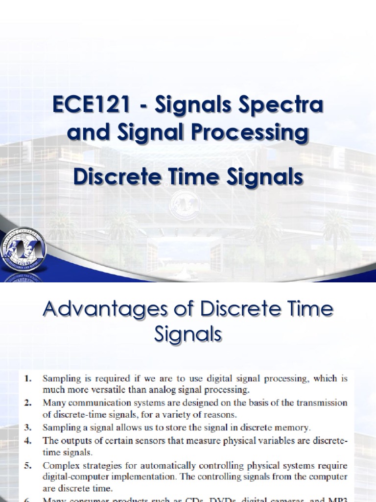 ECE121 Signals Spectra and Signal Processing Discrete Time Signals PDF