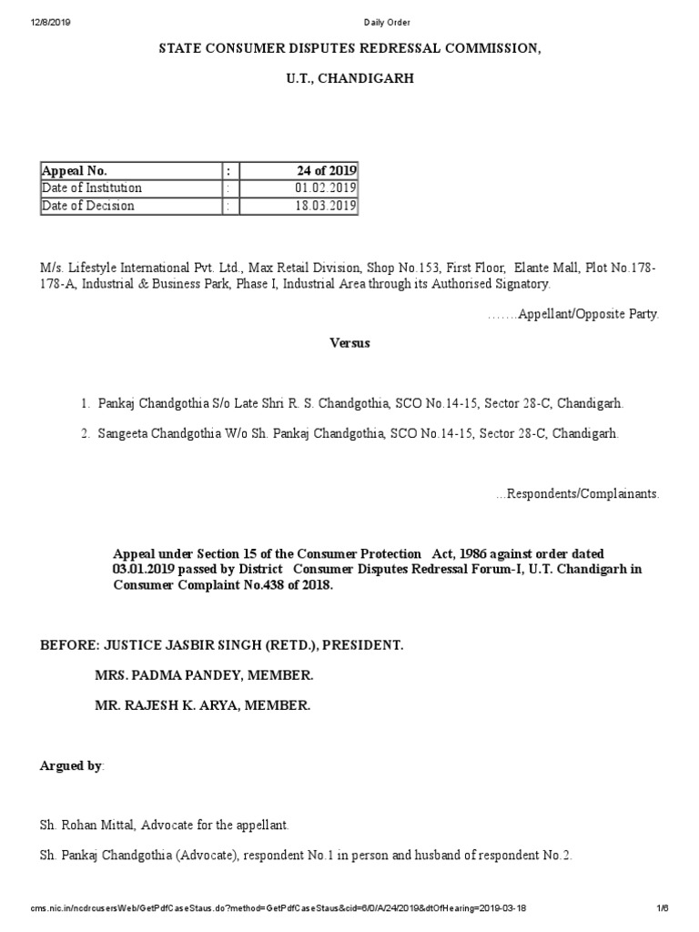 Carry Bag Chandigarh Lifestyle Judgment PDF Retail Waste Management