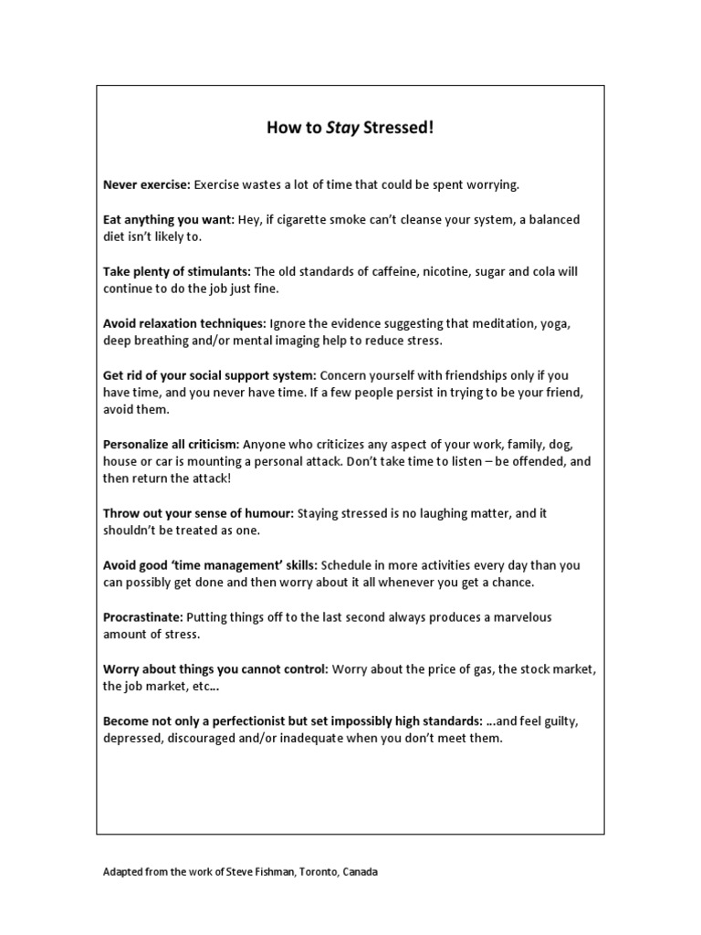 Tips to Maintain High Stress Levels | PDF