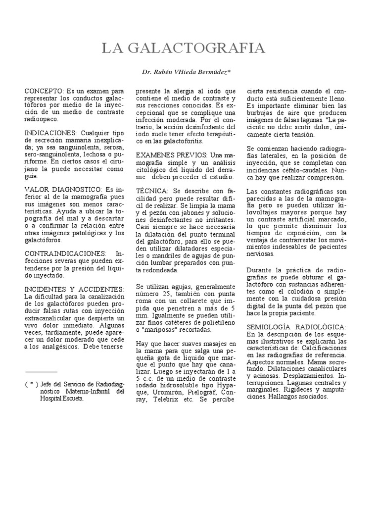 Galactografía PDF PDF Pecho Especialidades Medicas