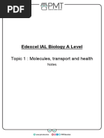 Summary Notes - Topic 1 Molecules, Transport and Health - Edexcel (IAL) Biology A-Level