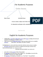 English For Academic Purposes: Finite Clauses
