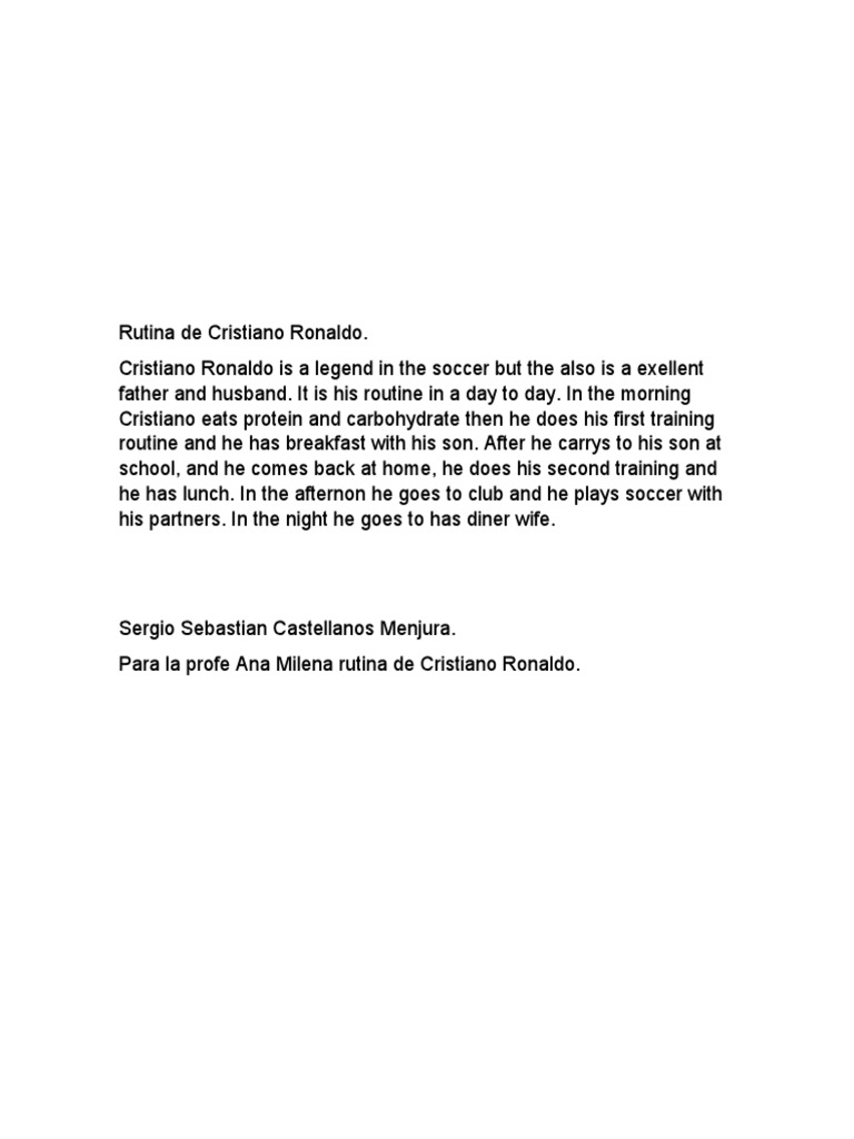 Cristiano Ronaldo's Daily Routine | PDF