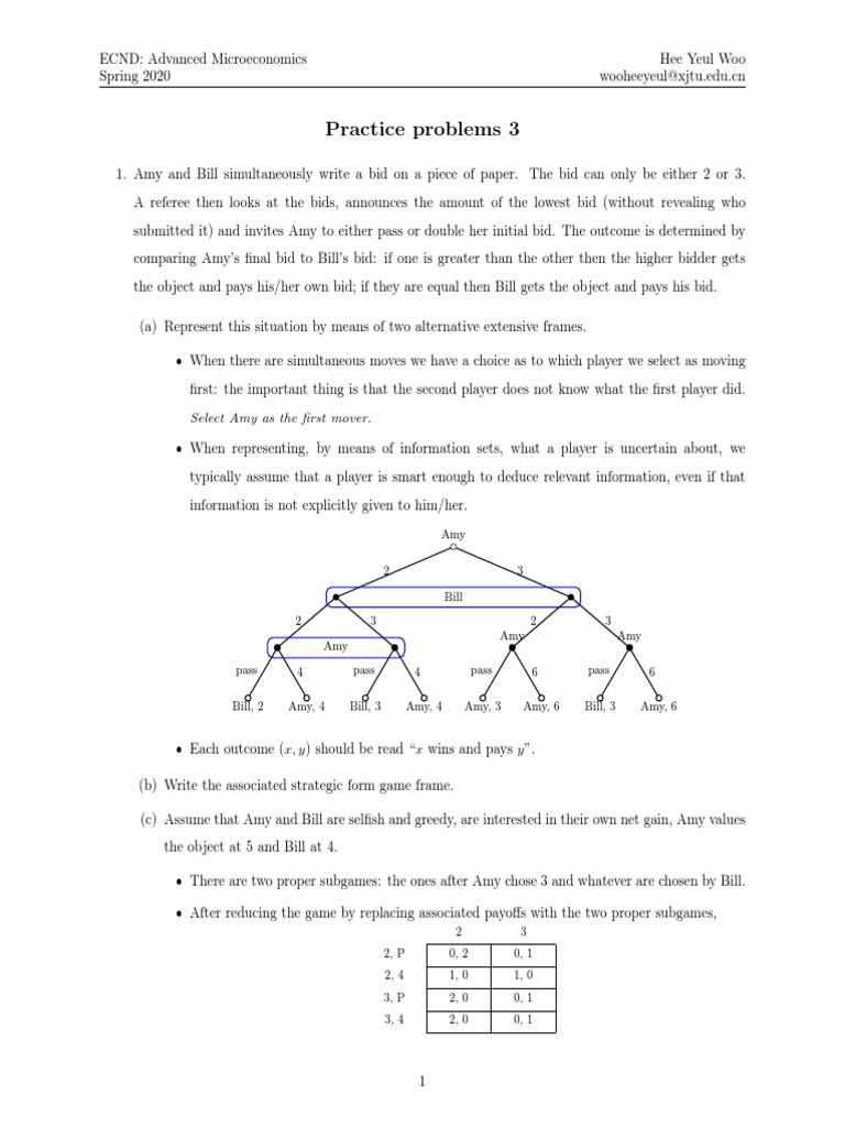 Advanced Microeconomics Practice Problems | PDF | Mathematical ...
