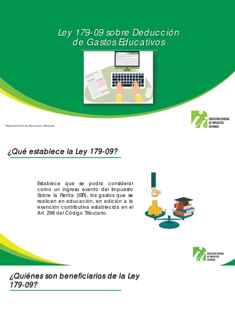Ley 179-09: Deducción de Gastos Educativos | PDF | Impuesto sobre la ...