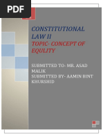 Constitutional Law Ii: Topic-Concept of Equlity