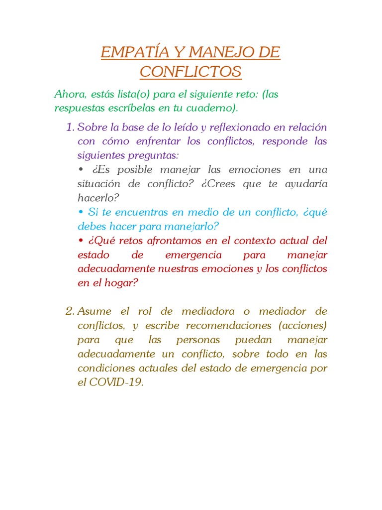 Empatía en el Manejo de Conflictos | PDF