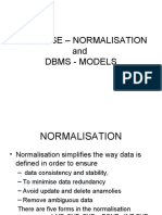 Database - Normalisation and Dbms - Models