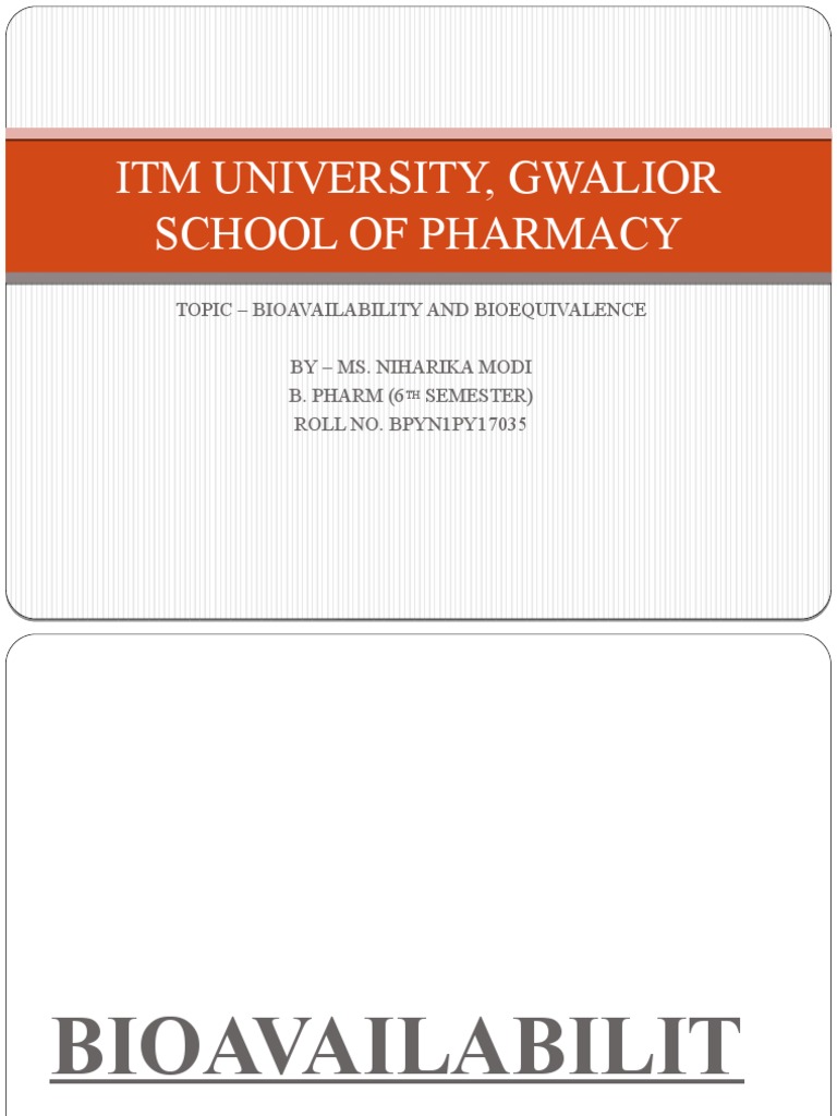 Bioavailability and Bioequivalence Explained | PDF | Bioavailability ...