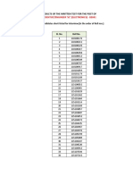 Scientist/Engineer 'SC' (Electronics) - Be001: Results of The Written Test For The Post of