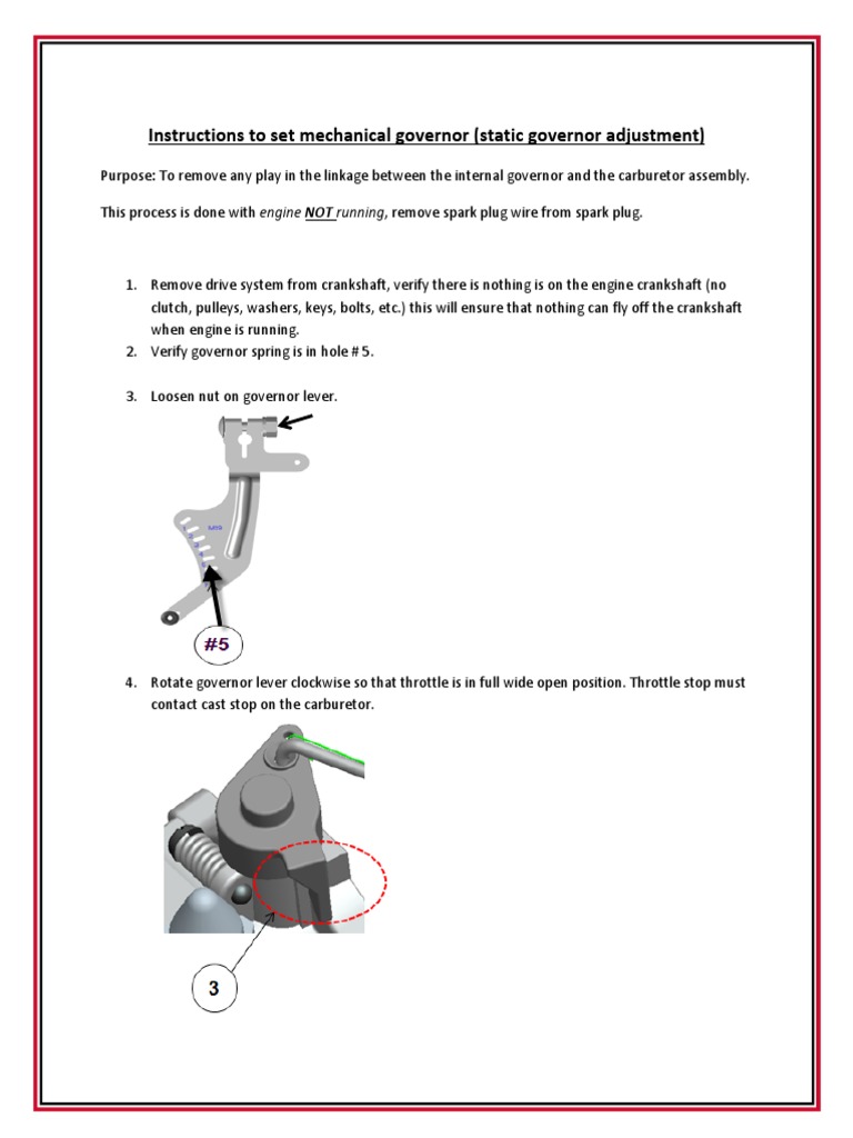 Instructions To Set Mechanical Governor (Static Governor Adjustment) PDF Throttle Clutch