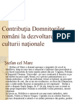 Contribuţia Domnitorilor Romani La Dezvoltarea Culturii Naţionale