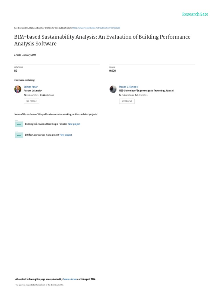 BIM-based Sustainability Analysis An Evaluation of | PDF | Building ...
