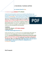Building Paragraphs - Introduction, Conclusion and Body: 1 A General, Introductory Statement About The